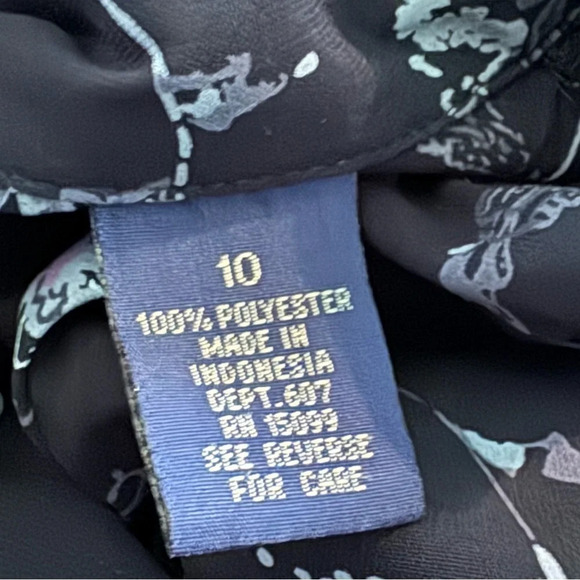 Laura Scott 10 Medium Shirt Top Black Floral Long Sleeve V Neck Button Up Women - Picture 6 of 7